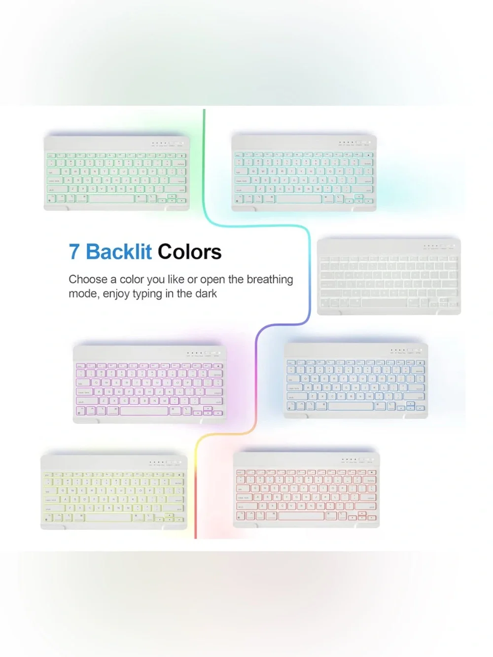 7 Color Backlit Mac Keyboard Ultra Slim Bluetooth Wireless Keyboard Apple USB-C